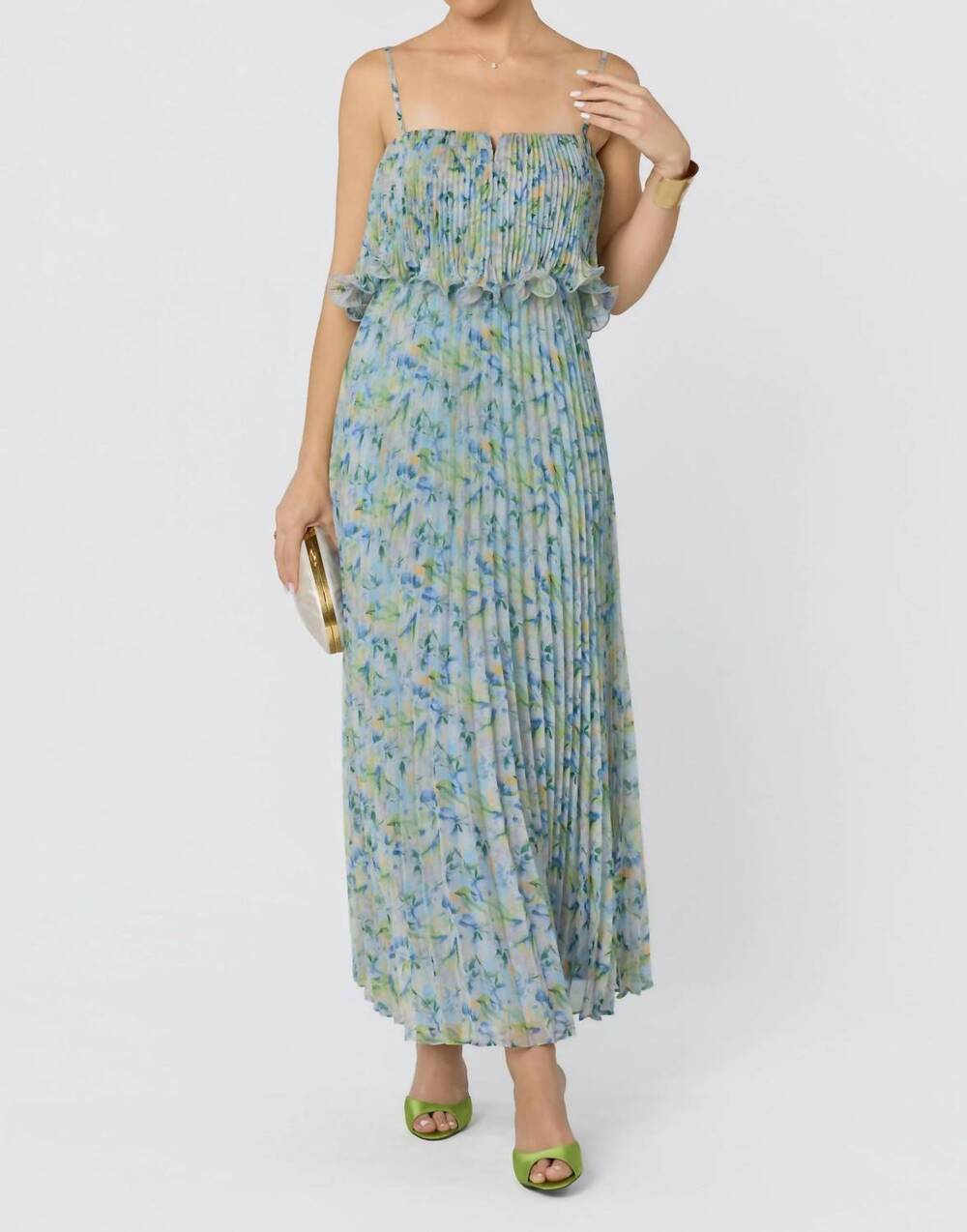 NEW ASTR makennah maxi dress in blue green floral